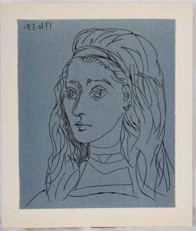 Linoincisione Picasso - Portrait de Jacqueline