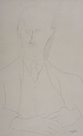 Litografia Modigliani - Portrait de Roger Dutillieul