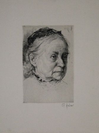 Incisione Halm - Portrait einer alten Dame