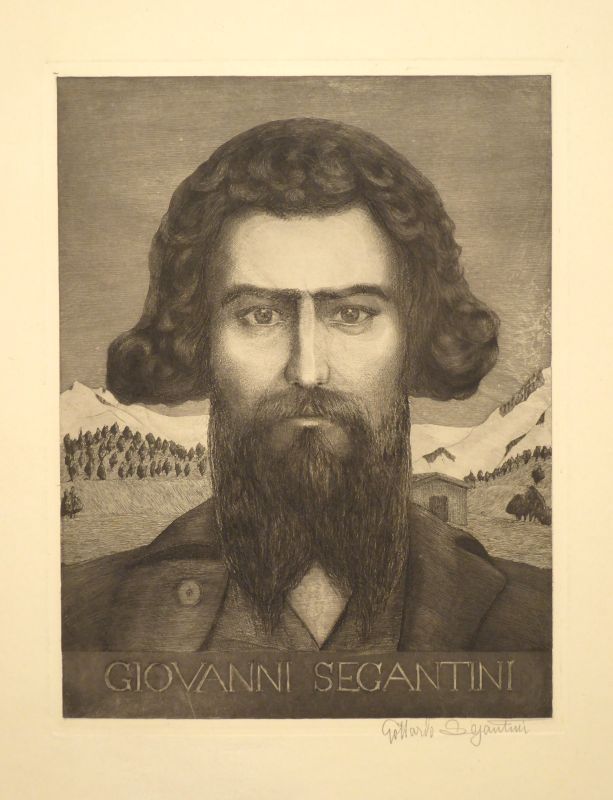Incisione Segantini - Portrait Giovanni Segantini