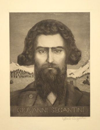 Incisione Segantini - Portrait Giovanni Segantini