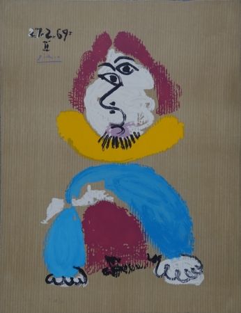 Litografia Picasso - Portrait Imaginaire - Homme au col jaune