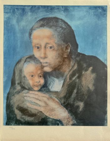Litografia Picasso - Portrait mélancolique d'une femme en bleu