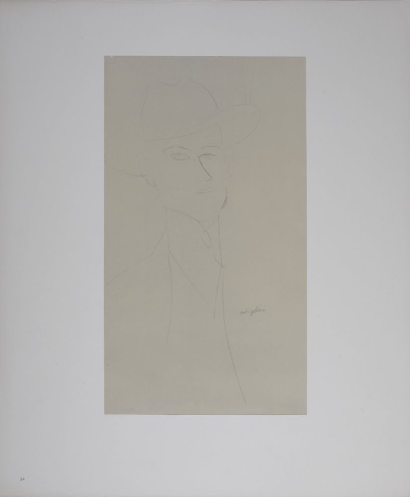 Litografia Modigliani - Portrait of Man