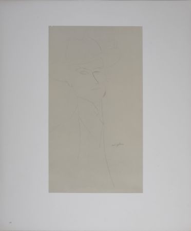 Litografia Modigliani - Portrait of Man