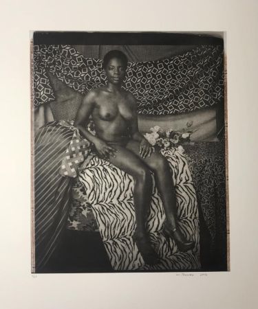 Fotografie Mickalene - Portrait of Marie Sitting in Black and White 