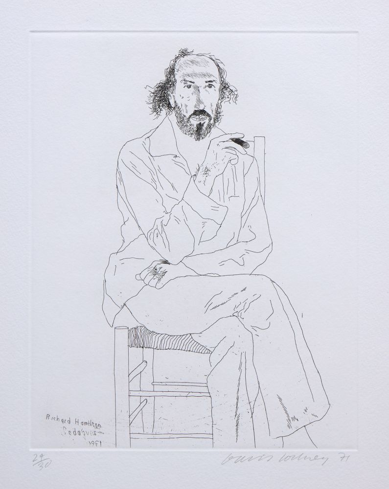 Acquaforte E Acquatinta Hockney - Portrait of Richard Hamilton