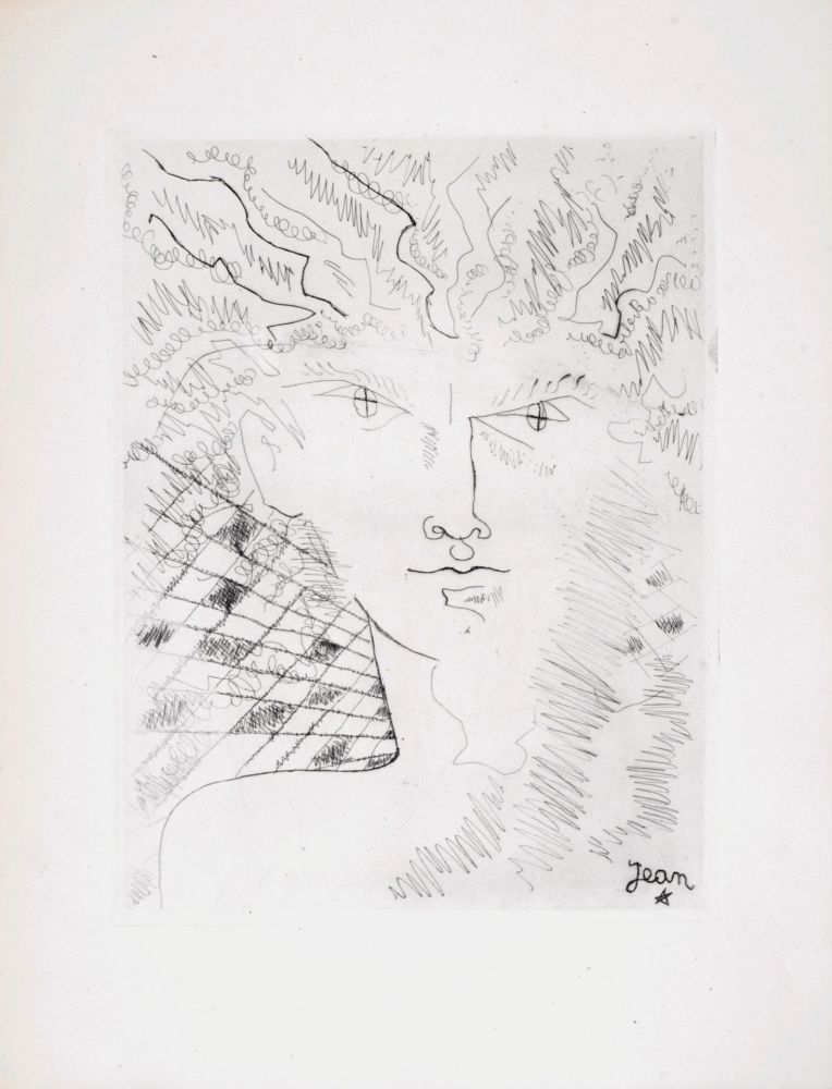 Acquaforte Cocteau - Portrait surréaliste, 1946