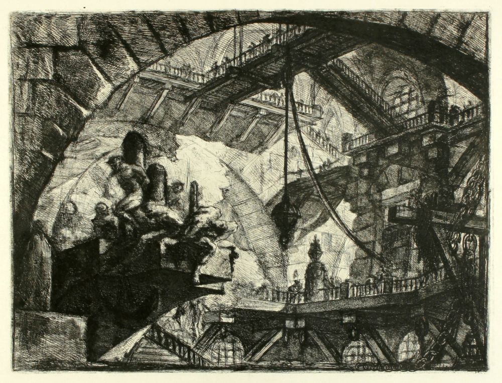 Incisione Piranesi - Prisoners on a Projecting Platform (No. 10 from 