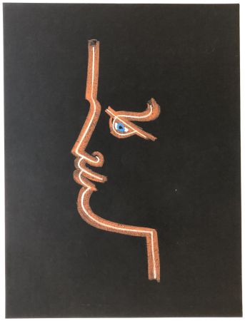 Litografia Cocteau - Profile in Black 