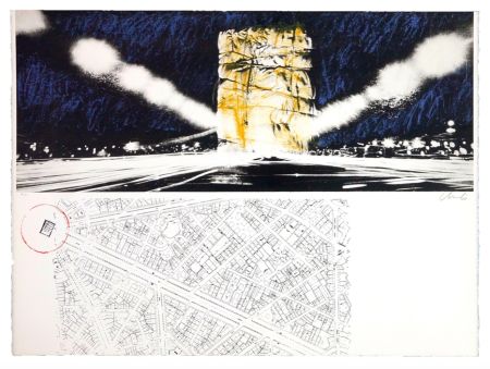 Litografia Christo - Project for the Arc de Triomphe, Paris, 1970 