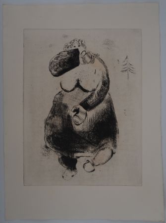 Incisione Chagall - Promenade dans le froid (La femme moineau)