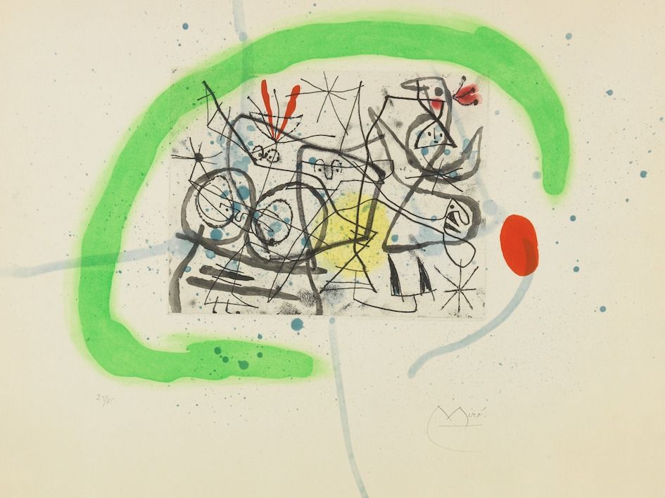 Acquatinta Miró - Préparatifs d' oiseaux IV