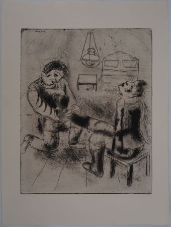Incisione Chagall - Pétrouchka retire les bottes