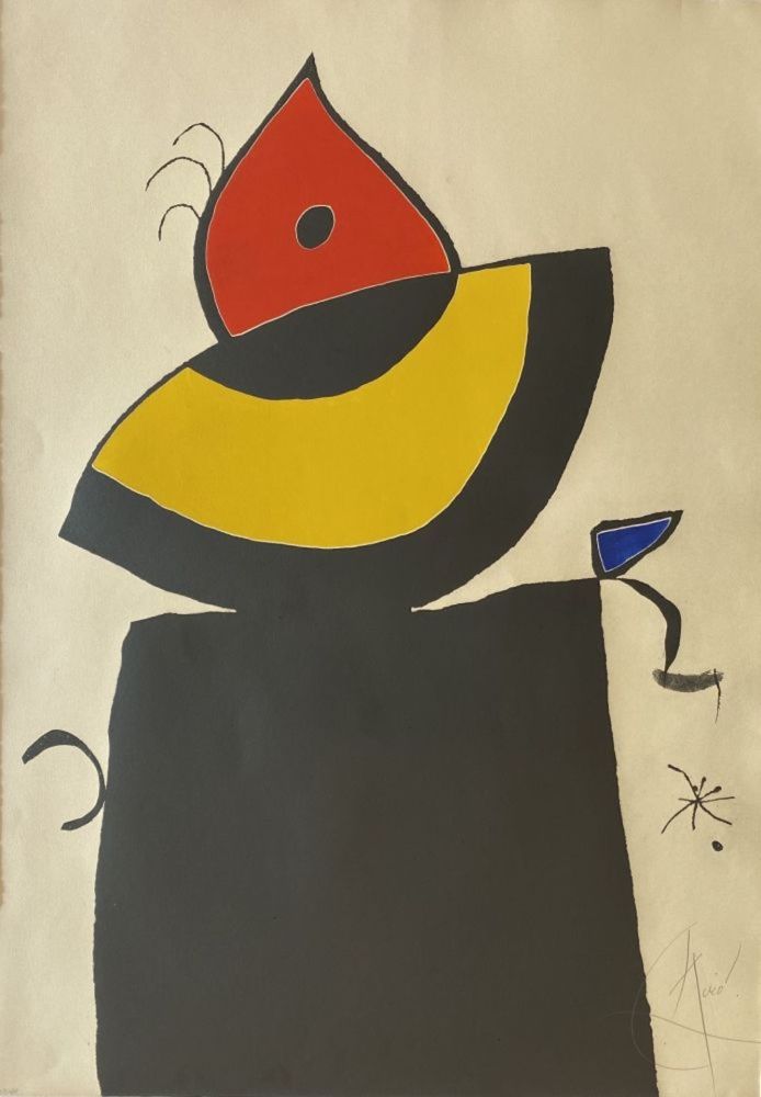 Acquaforte E Acquatinta Miró - Quatre Colors Aparien El Mon V