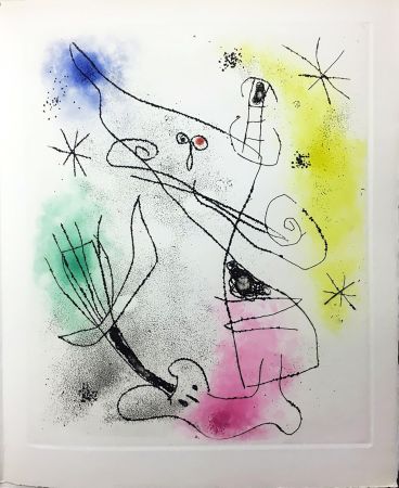 Libro Illustrato Miró - R. Crevel : FEUILLES ÉPARSES (Avec 14 gravures de Arp, Giacometti, Ernst, Man Ray, Masson, etc.) 1965.