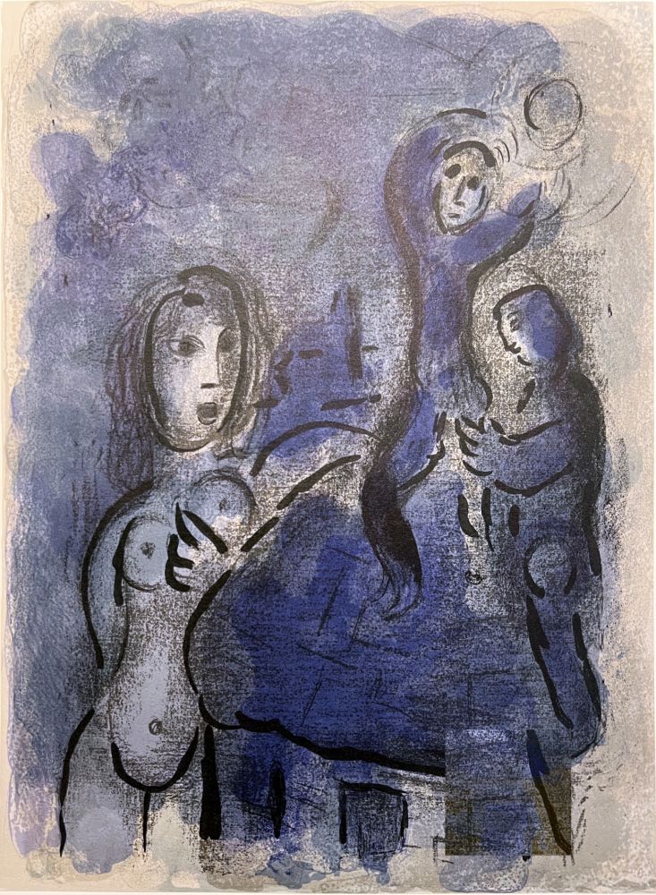 Litografia Chagall - RAHAB ET LES ESPIONS DE JÉRICHO (Dessins pour la Bible, 1960)