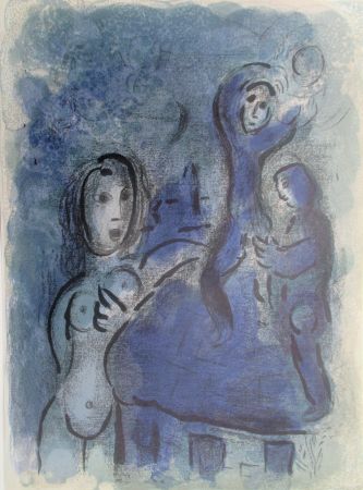 Litografia Chagall - Rahab et les Espions de Jericho/ Rahab and the spies of Jericho