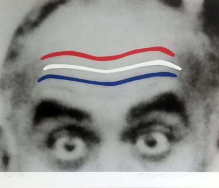 Serigrafia Baldessari - Raised Eyebrows/Furrowed Foreheads (Red, White and Blue) from the Artist for Obama Portfolio