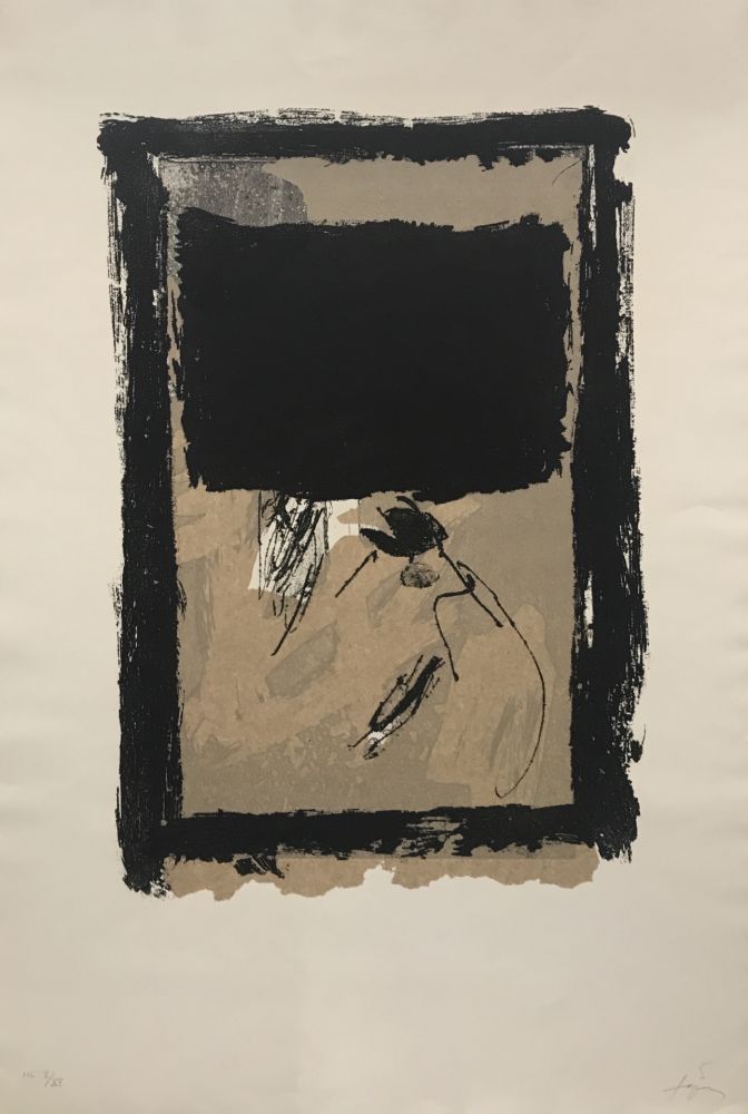 Incisione Tàpies - Rectangle Noir et Collage