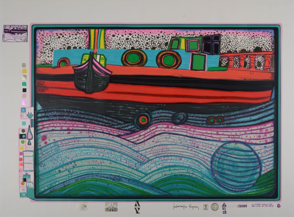 Serigrafia Hundertwasser - Regentag on Waves of Love, Plate 8, 1970-72