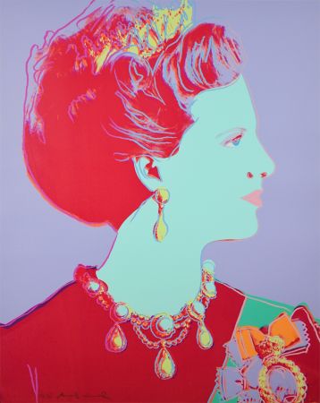 Serigrafia Warhol - Reigning Queens Series, Queen Margrethe II of Denmark (Violet)
