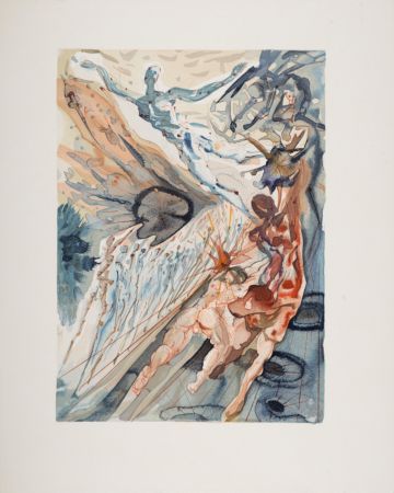 Incisione Su Legno Dali - Rencontre de deux groupes de luxurieux, 1963