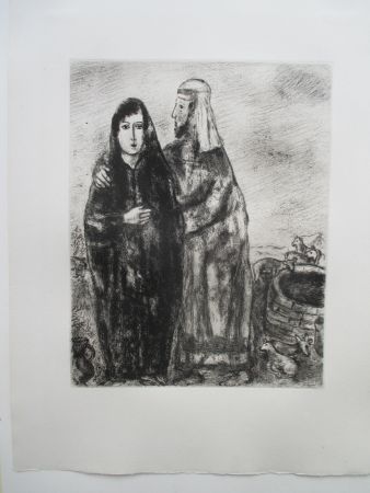 Incisione Chagall - Rencontre de Rachel et Jacob