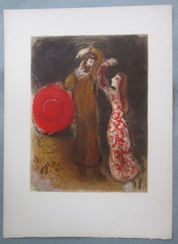Litografia Chagall - Rencontre de Ruth et de Booz, Meeting of Ruth and Boaz