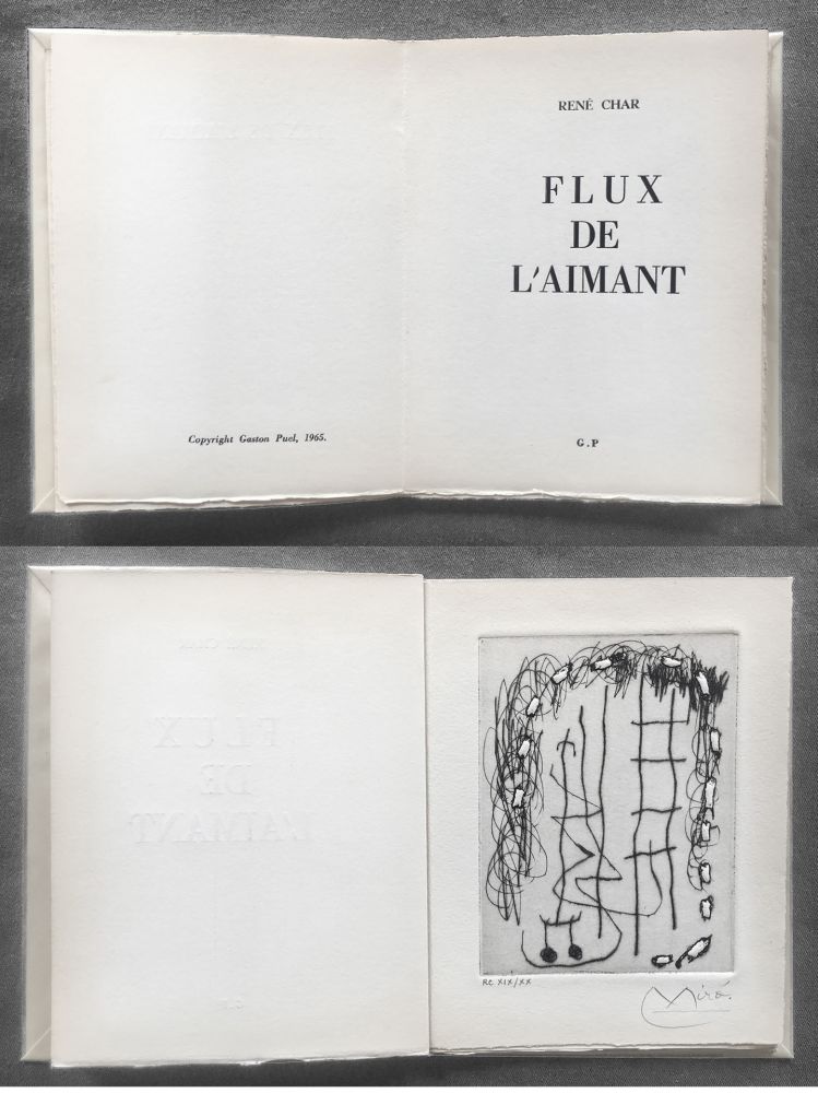 Libro Illustrato Miró - René Char : FLUX DE L'AIMANT. Gravure de Joan Miró.