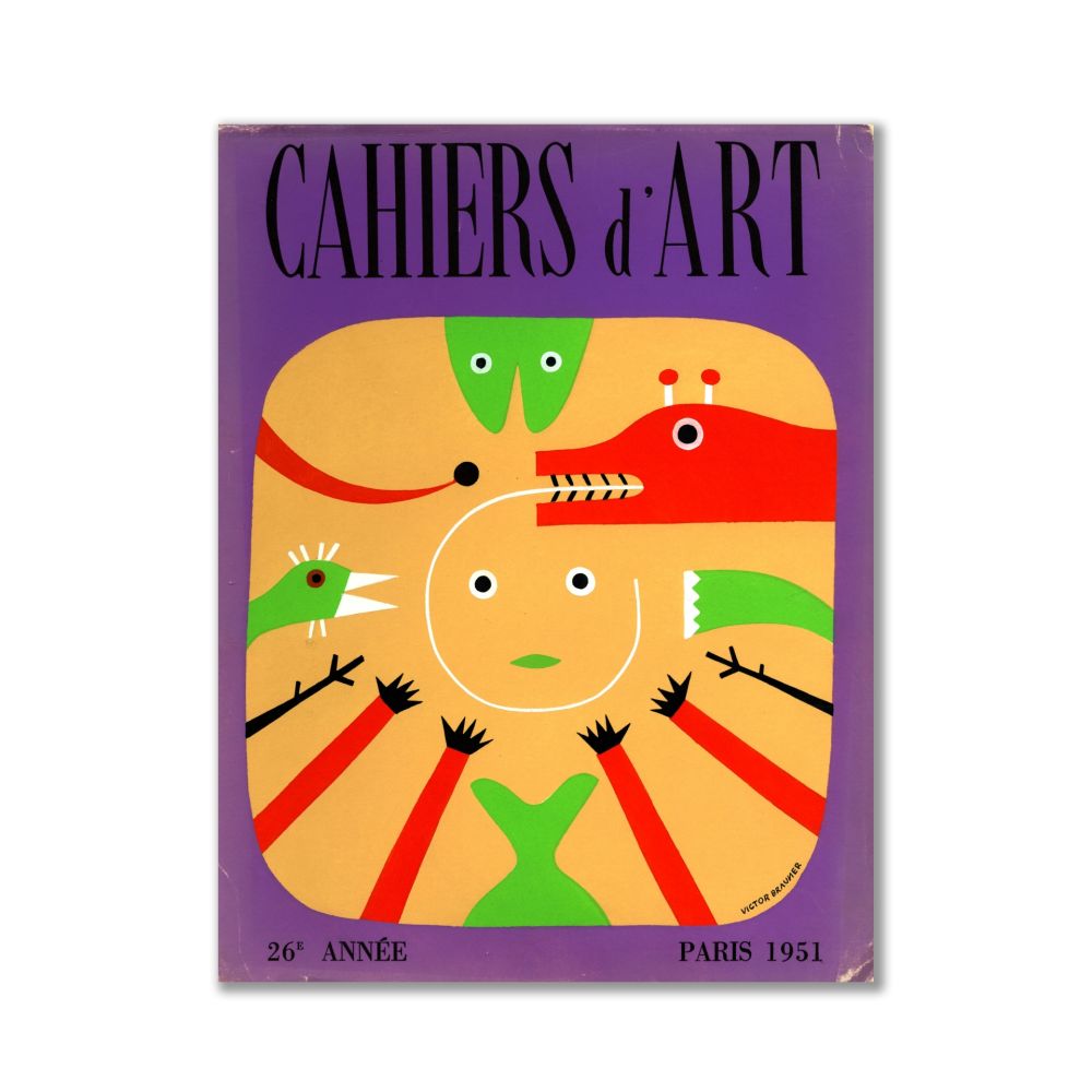 Litografia Brauner - Revue Cahiers d'Art, Cover Original Lithograph by Victor Brauner, Illustr. Picasso, Giacometti, Miro...