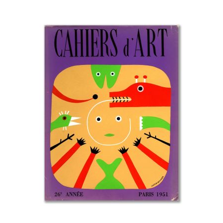 Litografia Brauner - Revue Cahiers d'Art, Cover Original Lithograph by Victor Brauner, Illustr. Picasso, Giacometti, Miro...