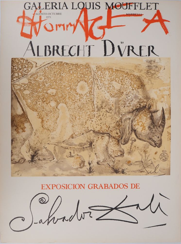Litografia Dali - Rhinocéros : Hommage à Albrecht Dürer