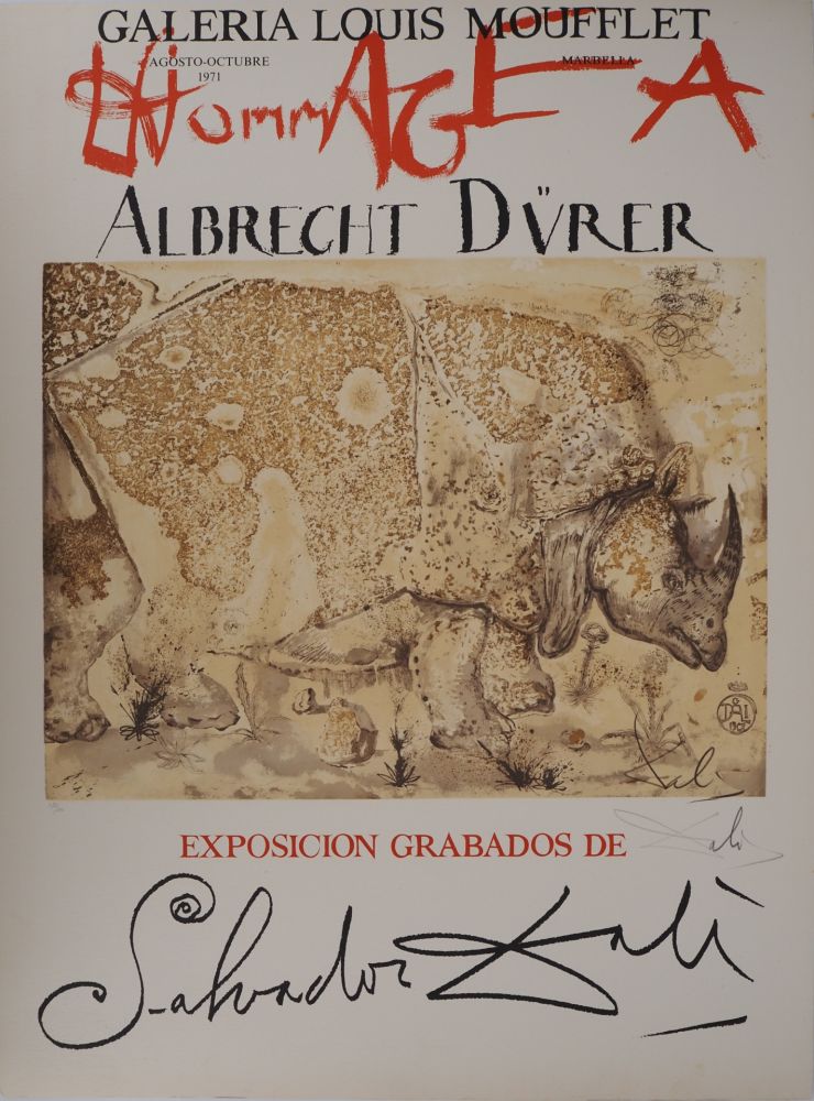 Litografia Dali - Rhinocéros : Hommage à Albrecht Dürer