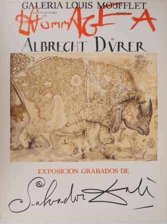 Litografia Dali - Rhinocéros : Hommage à Albrecht Dürer