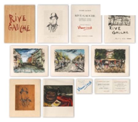 Libro Illustrato Vlaminck - RIVE GAUCHE. Quartier latin - Plaisance - Montparnasse - Les Quais - Saint-Germain-des-Prés. Exemplaire sur Japon nacré avec suites, le cuivre du portrait et une aquarelle originale.
