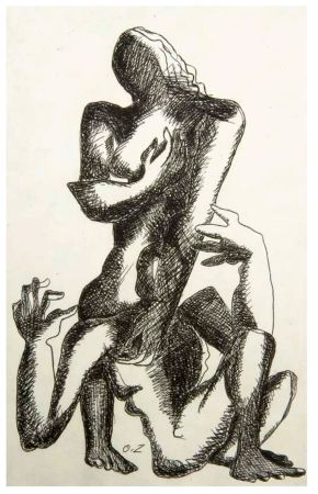 Libro Illustrato Zadkine - Robert Ganzo. LESPUGUE. 6 eaux-fortes, suites et dessin original signé (1966)