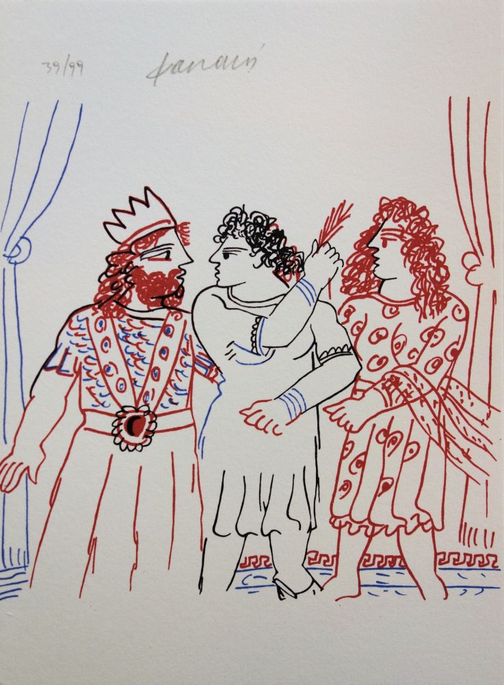 Litografia Fassianos - Roi et Couple Grec
