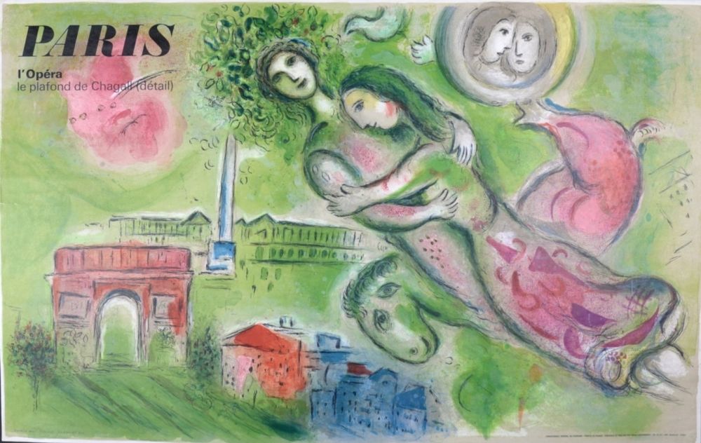 Litografia Chagall (After) - Roméo et Juliette, Paris, l’Opéra, le plafond de Chagall (détail)