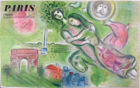 Litografia Chagall (After) - Roméo et Juliette, Paris, l’Opéra, le plafond de Chagall (détail)