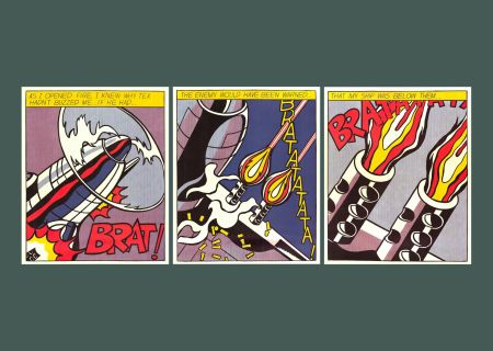 Litografia Lichtenstein - Roy Lichtenstein: 'As I Opened Fire' 1983 Offset-lithograph Triptych Set