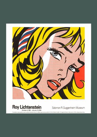 Litografia Lichtenstein - Roy Lichtenstein: 'Girl with Hair Ribbon' 1993 Offset-lithograph