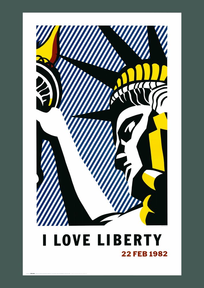 Litografia Lichtenstein - Roy Lichtenstein: 'I Love Liberty' 1982 Offset-lithograph