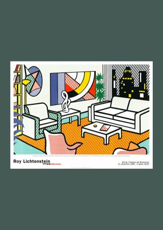 Litografia Lichtenstein - Roy Lichtenstein: 'Interior with Skyline' 1999 Offset-lithograph