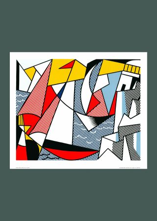 Litografia Lichtenstein - Roy Lichtenstein: 'Sailboats' 1973 Offset-lithograph