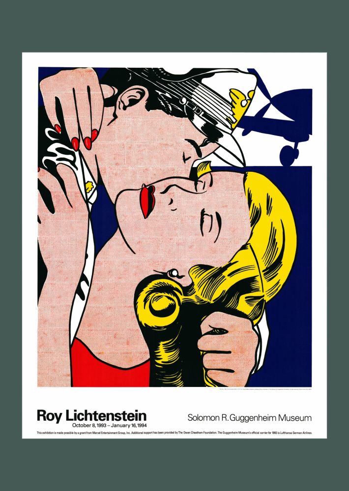 Litografia Lichtenstein - Roy Lichtenstein: 'The Kiss' 1993 Offset-lithograph