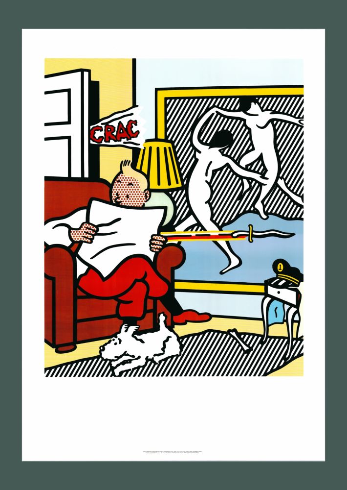 Litografia Lichtenstein - Roy Lichtenstein: 'Tintin Reading' 1994 Offset-lithograph