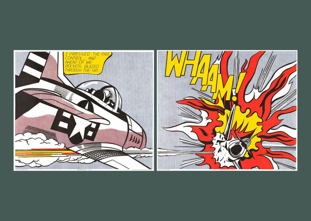 Litografia Lichtenstein - Roy Lichtenstein: 'WHAAM!' 1986 Offset-lithograph Diptych Set