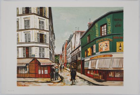 Litografia Utrillo - Rue Seveste à Montmartre