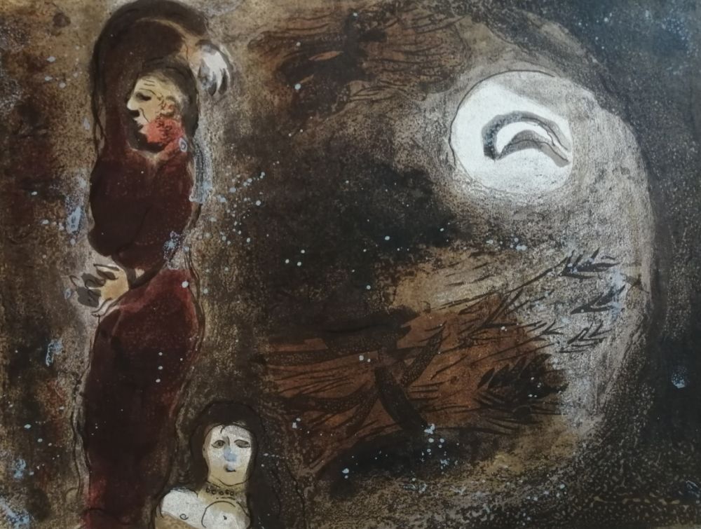 Litografia Chagall - Ruth aux pieds de Booz